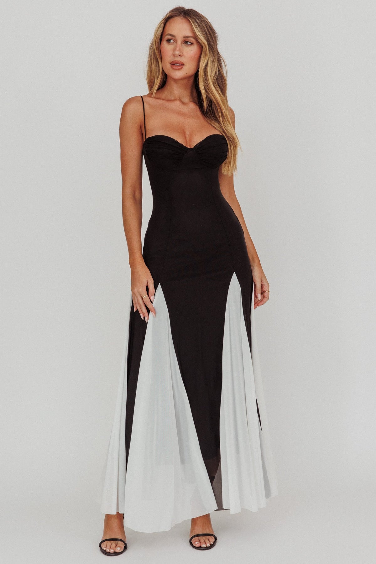 All Mine Godet Hem Maxi Dress Black